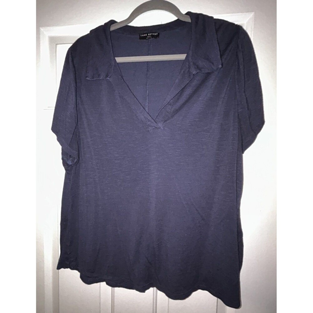 Lane Bryant Womens Casual Stretch Polo Shirt Short Sleeve Size 22/24  Navy Blue